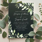 Elegant Dark Green Greenerity Blätter Script Weddi Einladung
