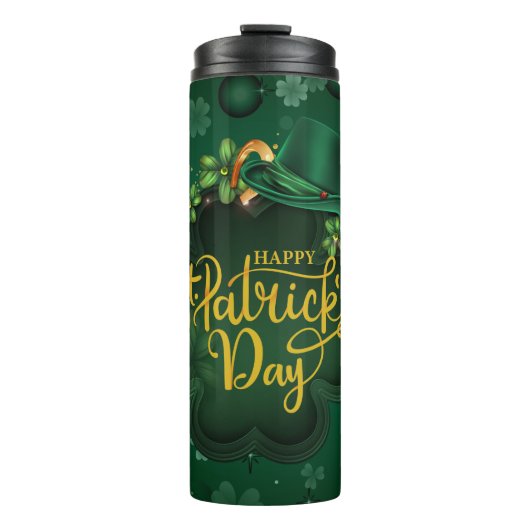 Elegant Dark Green - Happy St. Patrick's Day Thermosbecher (Vorderseite)