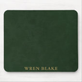 Elegant Dark Green Leather & Gold Script Name Mousepad (Vorne)