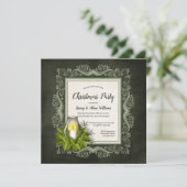 Elegant Dark Green mit Kerzenweihnachtsgebäck-Part Einladung (Stehend Vorderseite)