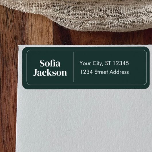 Elegant Dark Green Name Script-Rücksendeadresse
