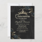 Elegant Dark Green Roses Gothic Quinceañera  Einladung (Vorderseite)