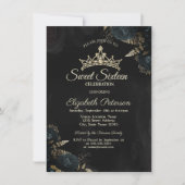 Elegant Dark Green Roses Gothic Sweet 16 Einladung (Vorderseite)