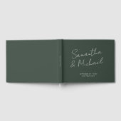 Elegant Dark Green Script Calligraphy Wedding Gästebuch (Voll)