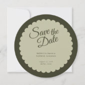 Elegant Dark Green Script Scallop Hochzeit Save The Date (Vorderseite)