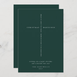 Elegant Dark Green Scripture Cross Feiertagskarte