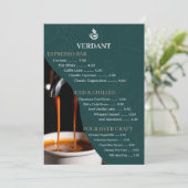 Elegant Dark Green Specialty Coffee Shop Menu Card Einladung (Stehend Vorderseite)