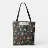Elegant Dark Green Traditional Bauble Personalized Tasche (Rückseite)