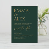 Elegant Dark Green Wedding Einladung (Stehend Vorderseite)