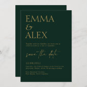 Elegant Dark Green Wedding Einladung (Vorne/Hinten)