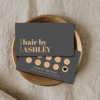 Elegant Dark Grey Faux Golden Hair Salon Treuekarte