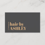 Elegant Dark Grey Faux Golden Hair Salon Treuekarte (Vorderseite)