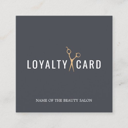 Elegant Dark Grey Faux Golden Scissors Treuekarte (Vorderseite)