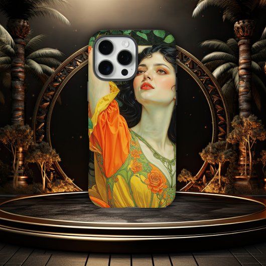 Elegant Dark Haired Art Nouveau Woman Case-Mate iPhone Hülle