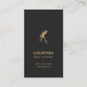 Elegant Dark Imitate Gold Scissors Comb Fairstylis Visitenkarte (Vorderseite)