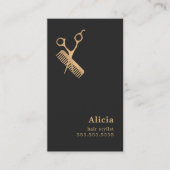 Elegant Dark Imitate Gold Scissors Comb Fairstylis Visitenkarte (Vorderseite)
