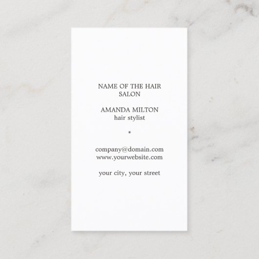 Elegant Dark Imitate Gold Scissors Comb Fairstylis Visitenkarte (Rückseite)