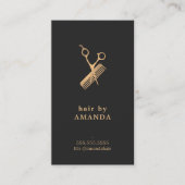 Elegant Dark Imitate Gold Scissors Comb Fairstylis Visitenkarte (Vorderseite)