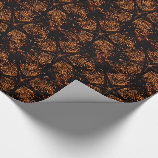 Elegant Dark Kaleidoscopic Design Black Brown Star Geschenkpapier (Ecke)