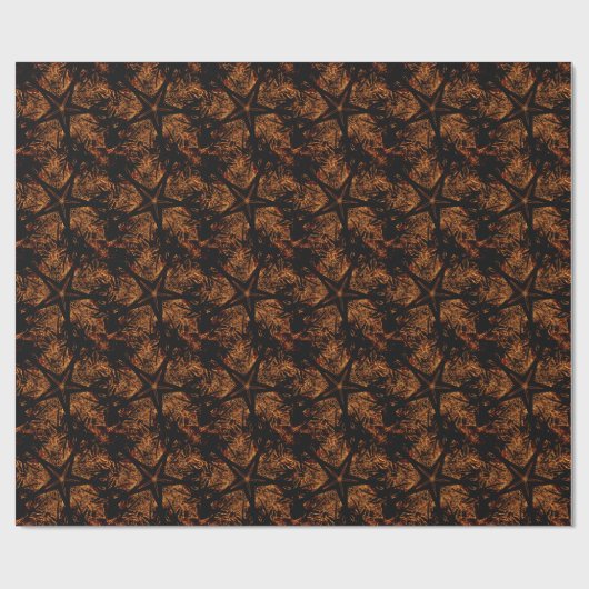Elegant Dark Kaleidoscopic Design Black Brown Star Geschenkpapier (Flach)
