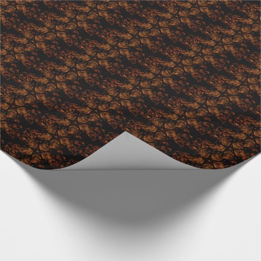 Elegant Dark Kaleidoscopic Design Black Brown Star Geschenkpapier (Ecke)