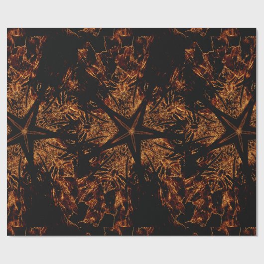Elegant Dark Kaleidoscopic Design Black Brown Star Geschenkpapier (Flach)