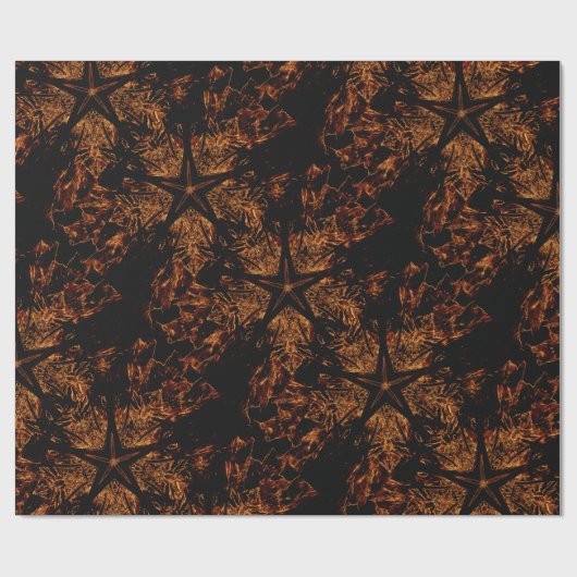 Elegant Dark Kaleidoscopic Design Black Brown Star Geschenkpapier (Flach)