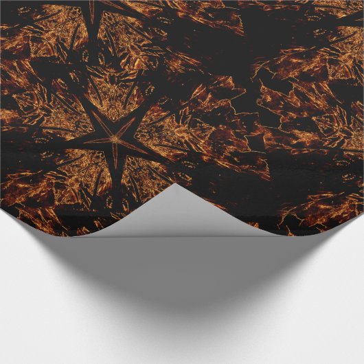 Elegant Dark Kaleidoscopic Design Black Brown Star Geschenkpapier (Ecke)