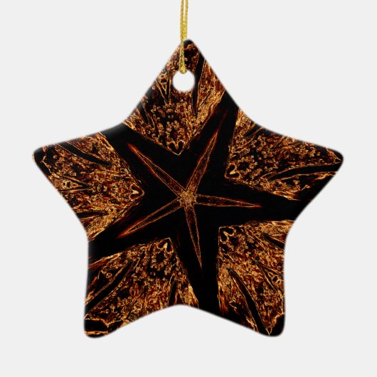Elegant Dark Kaleidoscopic Design Black Brown Star Keramik Ornament (Vorne)