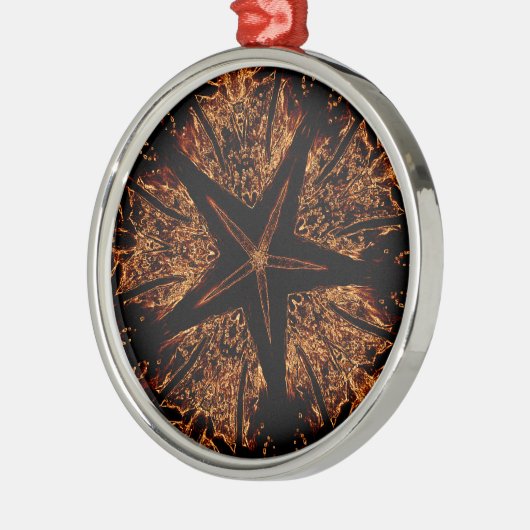 Elegant Dark Kaleidoscopic Design Black Brown Star Ornament Aus Metall (Links)
