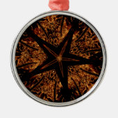 Elegant Dark Kaleidoscopic Design Black Brown Star Ornament Aus Metall (Vorne)