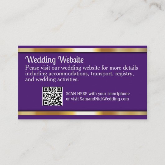 Elegant Dark Lila & Gold Begleitkarte (Vorderseite)