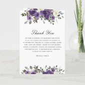 Elegant Dark Lila Ivory Floral Foto Beerdigung Programm (Rückseite)