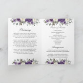 Elegant Dark Lila Ivory Floral Foto Beerdigung Programm (Innenseite)