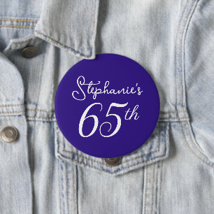 Elegant Dark Lila Monogram 65. Geburtstagsparty Button