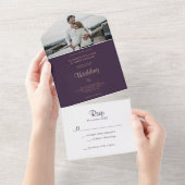 Elegant Dark Lila Moody Boho Wedding All In One Einladung (Abreißen)