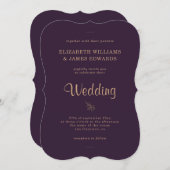 Elegant Dark Lila Moody Wedding Einladung (Vorne/Hinten)