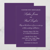 Elegant Dark Lila Wedding Einladung (Vorne/Hinten)