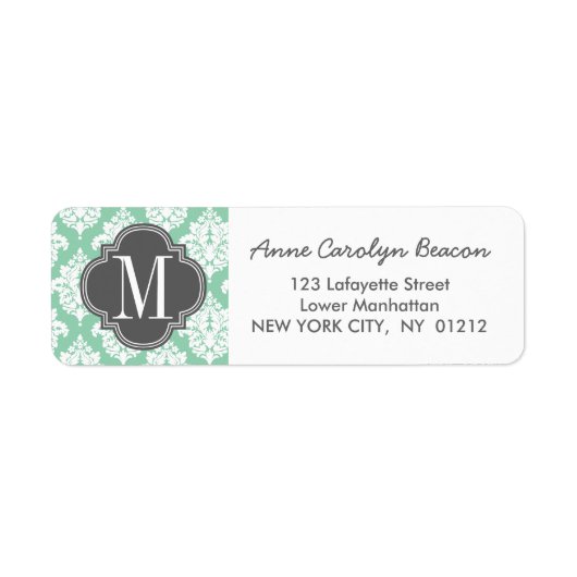 Elegant Dark Mint Damask Personalisiert (Vorne)