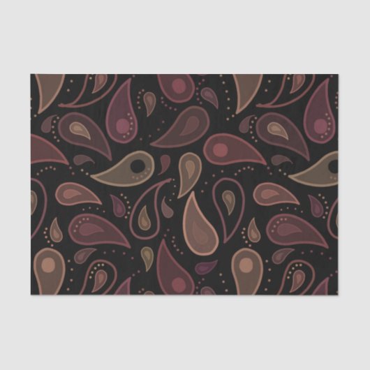 Elegant Dark Modern Paisley Pattern Seidenpapier (Vorderseite)