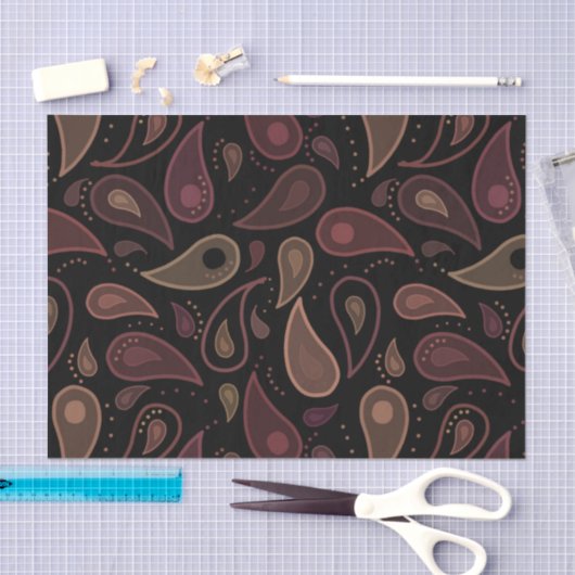 Elegant Dark Modern Paisley Pattern Seidenpapier (Handwerk)