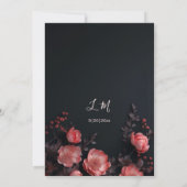 Elegant Dark Moody 3D Roses Wedding Einladung (Rückseite)