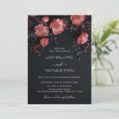 Elegant Dark Moody 3D Roses Wedding Einladung (Stehend Vorderseite)
