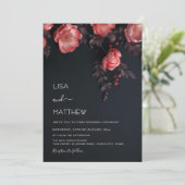 Elegant Dark Moody 3D Roses Wedding Einladung (Stehend Vorderseite)