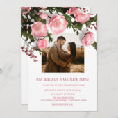Elegant Dark Moody 3D Roses Wedding Einladung (Vorne/Hinten)