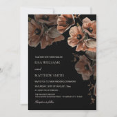 Elegant Dark Moody Blush Flowers Wedding Einladung (Vorderseite)