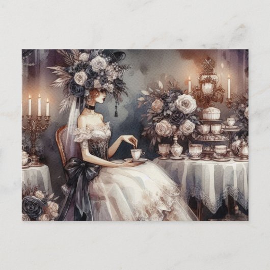 Elegant Dark Moody Bridal Tea Party Postkarte (Vorderseite)
