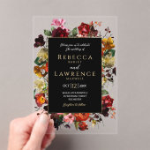 Elegant dark moody flowers black wedding acryleinladungen (Insitu (Handheld))