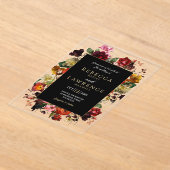 Elegant dark moody flowers black wedding acryleinladungen (Ablage )