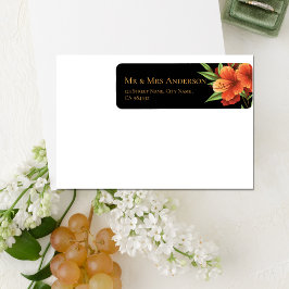 Elegant Dark Moody Orange Floral Wedding Address